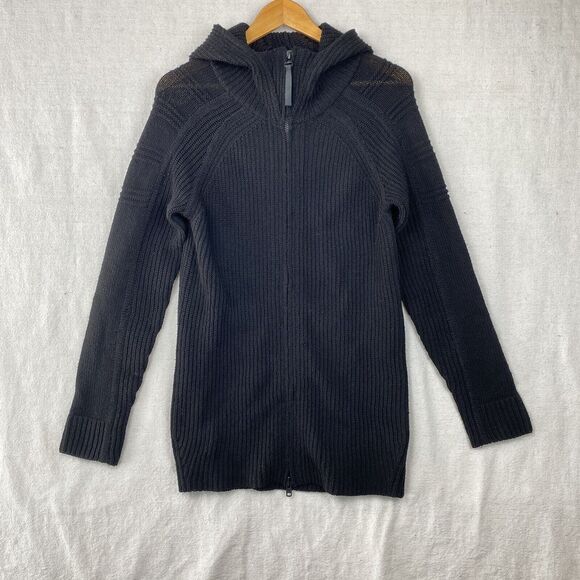 Helmut Lang Knit Hooded Zip Up Wool Sweater Jacket Long Small - Picture 1 of 8